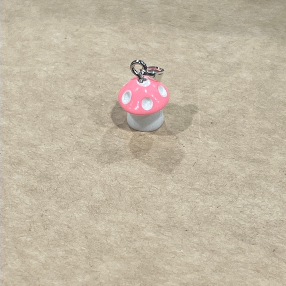 Pink and White Mushroom Pendant Necklace